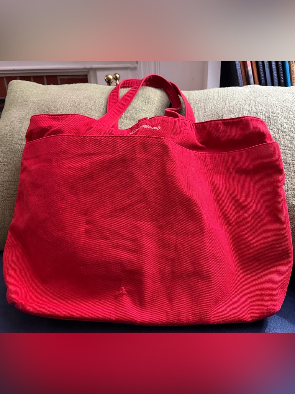 Eddie Bauer Large red canvas tote